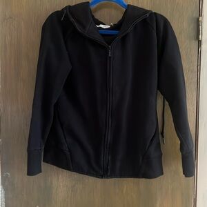 Tavi Noir Pure Barre Women's Sweatshirt Hoodie Black Full Zip velvet circle P